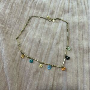 LOFT Gold Choker Necklace with Colorful Floral Charms